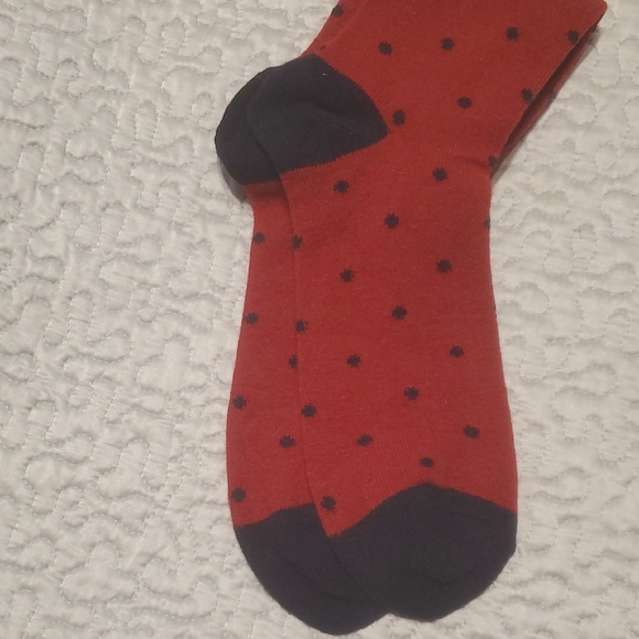 Polo by Ralph Lauren Red Socks with Black Dots, NWOT. , Cashmere Blend - Picture 5 of 5